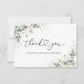 ユーカリ ゴールド ブライダルシャワー フラット サンクス カード (正面)