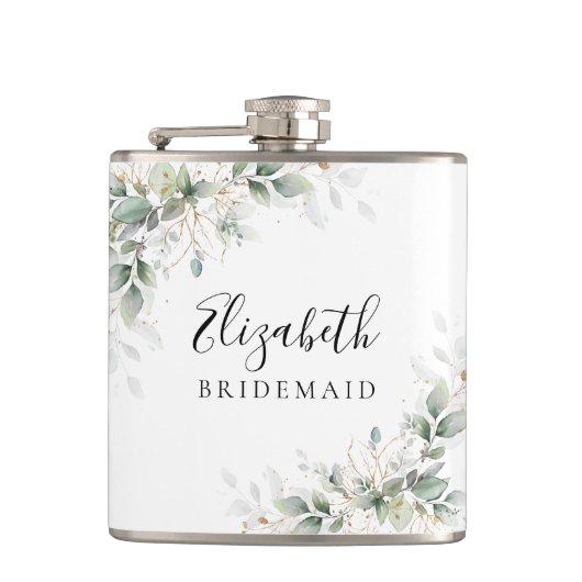 ユーカリ ゴールド ブライダル シャワー フラスコ フラスク (正面)