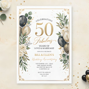 ユーカリ ゴールド 50周年 結婚記念日 招待状