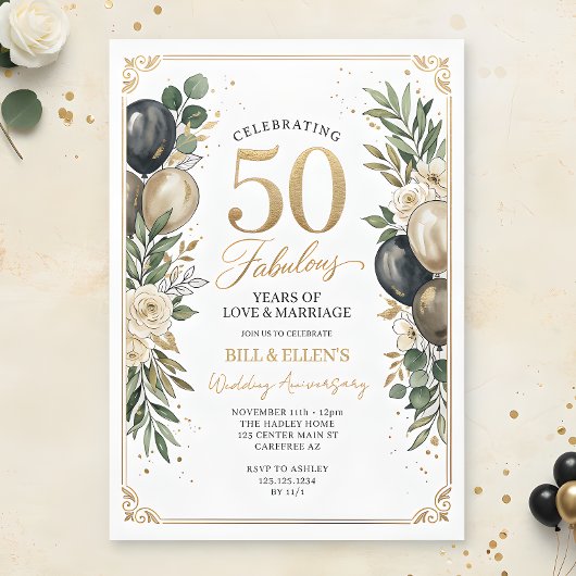 ユーカリ ゴールド 50周年 結婚記念日 招待状