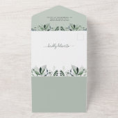 ユーカリ ゴールド QRコード 招待状 セージ ウェディング (外側)