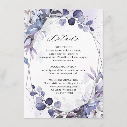 ユーカリ サージェント 緑 グリーン 幾何学的な結婚式の詳細 エンクロージャーカード (正面)