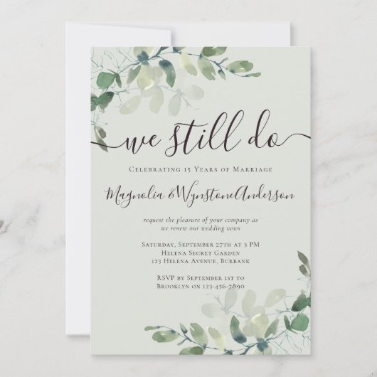 ユーカリ サージバーグ 緑の誓いの更新 招待状 (正面)