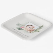 ユーカリ・シダの葉の写真最初の聖餐式 ペーパープレート (傾斜あり)