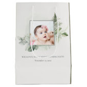 ユーカリ・シダの葉の写真最初の聖餐式 ミディアムペーパーバッグ (裏面)