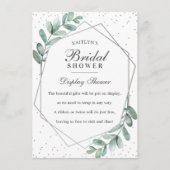 ユーカリ シルバー ジオメトリック ブライダルシャワー エンクロージャーカード (正面)