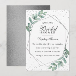 ユーカリ シルバー ジオメトリック ブライダルシャワー エンクロージャーカード