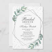 ユーカリ シルバー ジオメトリック ブライダルシャワー 招待状 (正面)