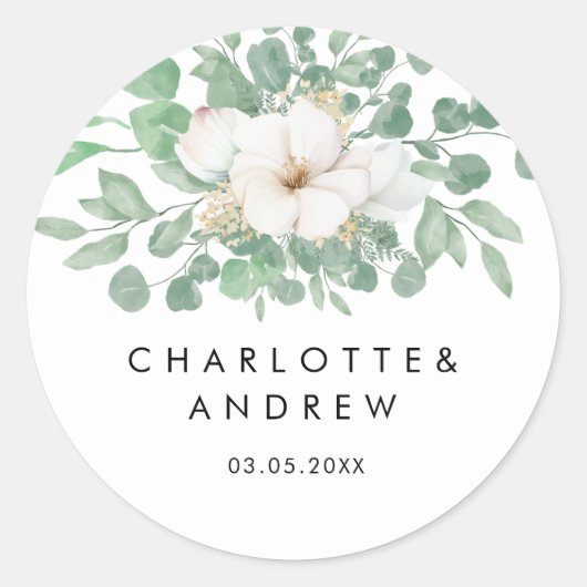 ユーカリ シンプル エレガント ラウンドシール (正面)