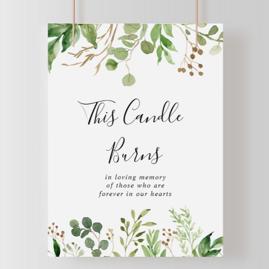 ユーカリ シンプル フラワーズ このキャンドルが燃えるサイン ポスター