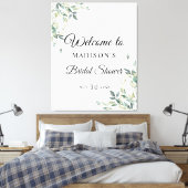 ユーカリ シンプル フラワーブライダルシャワー ウェルカム キャンバスプリント (インサイチュ (寝室))