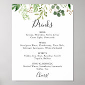 ユーカリ シンプル フラワー ウェディング ドリンク メニュー サイン (正面)