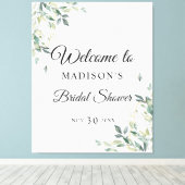 ユーカリ シンプル フラワー ブライダル シャワー ウェルカム キャンバスプリント (インサイチュ (ウッドフロア))