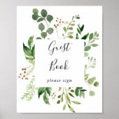 ユーカリ シンプル ブラウン フラワーズ ゲストブック サイン (正面)