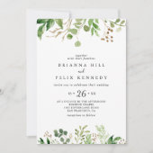 ユーカリ シンプル ブラウン 花 モダン カジュアル ウェディング 招待状 (正面)