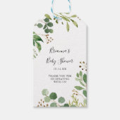 ユーカリ シンプル ブラウン 花 モチーフ ベビーシャワー ギフトタグ (正面)