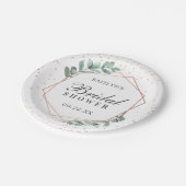 ユーカリ ジオメトリック ローズゴールド フォイル ブライダルシャワー ペーパープレート (アングル)