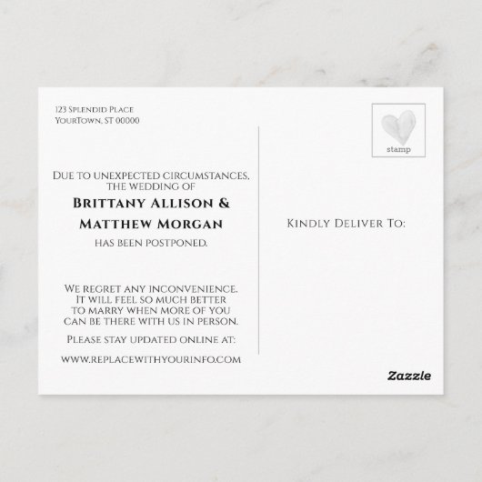 ユーカリ&スエレガントクリプト延期結婚の ポストカード (裏面)