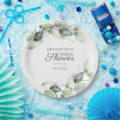 ユーカリ スクリプト グリーン ボタニカル ブライダル シャワー ペーパープレート (パーティー)