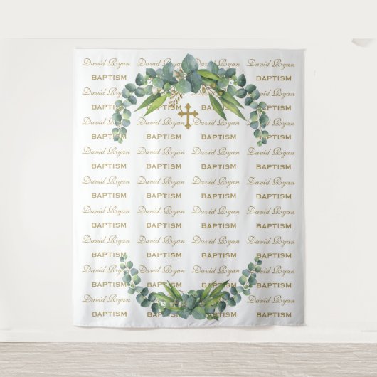 ユーカリ ステップ＆リピート ゴールド 洗礼 プロップ タペストリー (正面)