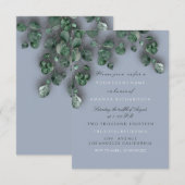 ユーカリ スモーキー ブルー グリーン ウッドランド ラスティック 招待状 (正面/裏面)