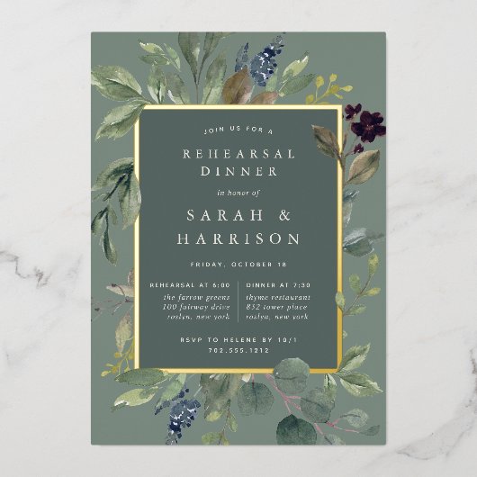 ユーカリ&セージリハーサルディナー 箔招待状 (正面)