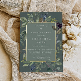 ユーカリ&セージ洗礼または《キリスト教》洗礼式や命名式 箔招待状