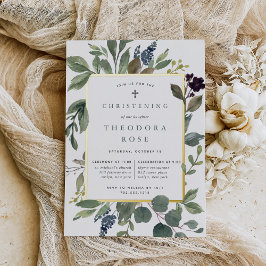 ユーカリ&セージ洗礼または《キリスト教》洗礼式や命名式 箔招待状