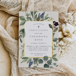 ユーカリ&セージ洗礼または《キリスト教》洗礼式や命名式 箔招待状