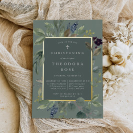 ユーカリ&セージ洗礼または《キリスト教》洗礼式や命名式 箔招待状