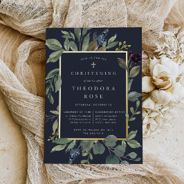 ユーカリ&セージ洗礼または《キリスト教》洗礼式や命名式 箔招待状