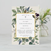 ユーカリ&セージ洗礼または《キリスト教》洗礼式や命名式 箔招待状 (立ち正面)