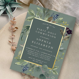ユーカリ&セージ第一聖餐式 箔招待状