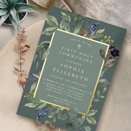 ユーカリ&セージ第一聖餐式 箔招待状