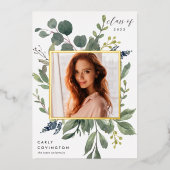 ユーカリ&セージ箔の卒業発表 箔招待状 (正面)