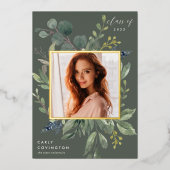 ユーカリ&セージ箔の卒業発表 箔招待状 (正面)