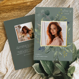 ユーカリ&セージ箔の卒業発表 箔招待状