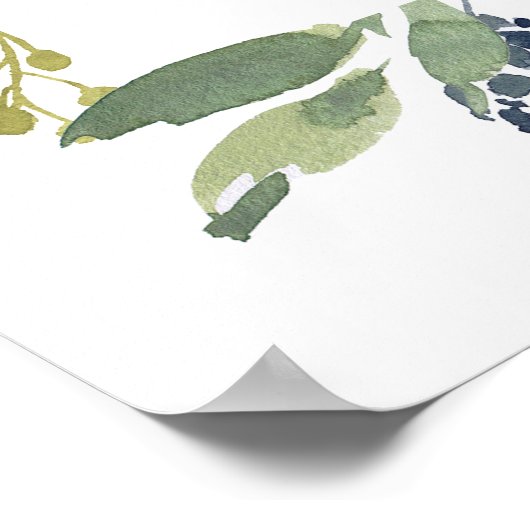 ユーカリ&セージ結婚のウェルカムサイン ポスター (角)