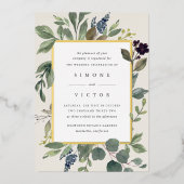 ユーカリ&セージ | グリーンボタニッ結婚クス 箔招待状 (正面)