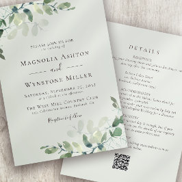 ユーカリ・セージ・グリーン結婚・オールインワン 招待状