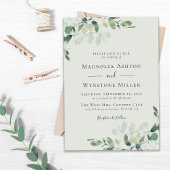ユーカリ・セージ・グリーン結婚・オールインワン 招待状