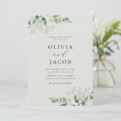 ユーカリ・セージ・グリーン結婚・オールインワン 招待状 (スタンド正面)