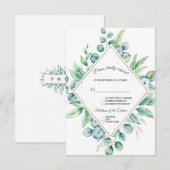 ユーカリ ダイヤモンド ゴールド 結婚式 RSVP (正面/裏面)