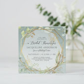 ユーカリ ダスティーブルー ゴールド ヘキサゴン ブライダルシャワー I 招待状 (スタンド正面)