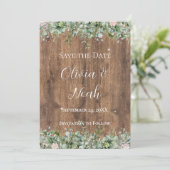 ユーカリ ダスティーローズ Save the Date | グリーン 招待状 (スタンド正面)