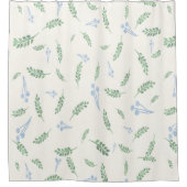 ユーカリ&ダンデリオンズ植物模様 シャワーカーテン (正面)