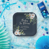 ユーカリ&デイジーネイビーブルーベビーシャワー ペーパープレート (パーティー)