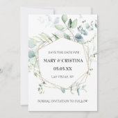 ユーカリ デザイン Save The Date フォト アナウンスメント 招待状 (正面)