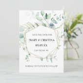 ユーカリ デザイン Save The Date フォト アナウンスメント 招待状 (スタンド正面)