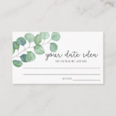 ユーカリ - デートの夜のアイデア \ デートジャーボトル エンクロージャーカード (正面)